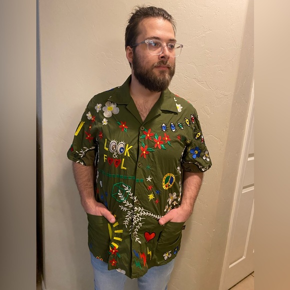 Adidas X Pharrell Williams camp embroidered cotton button up shirt - Picture 16 of 16